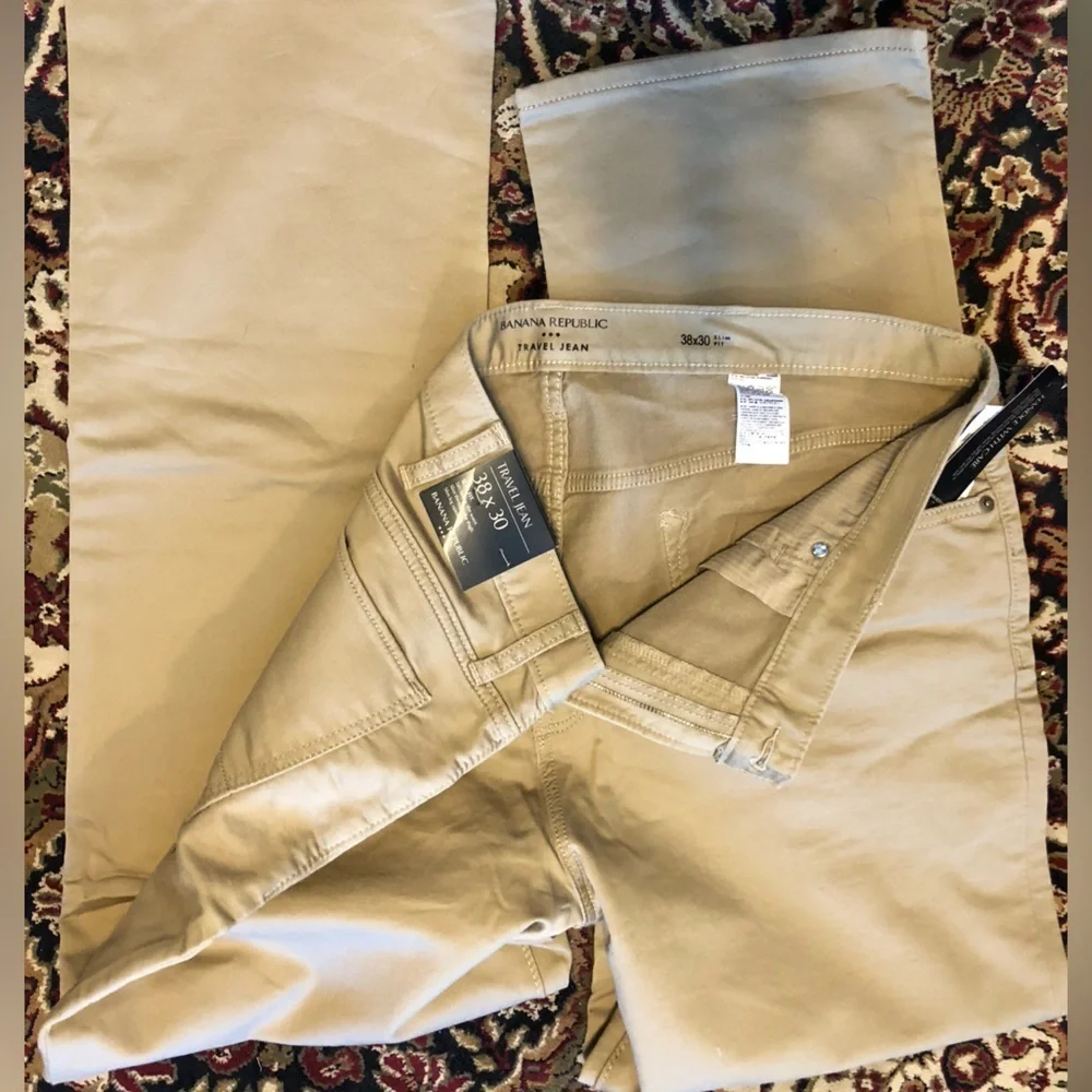 NWT  Men's Banana Republic Travel Pant Khaki 38x30 slim fit